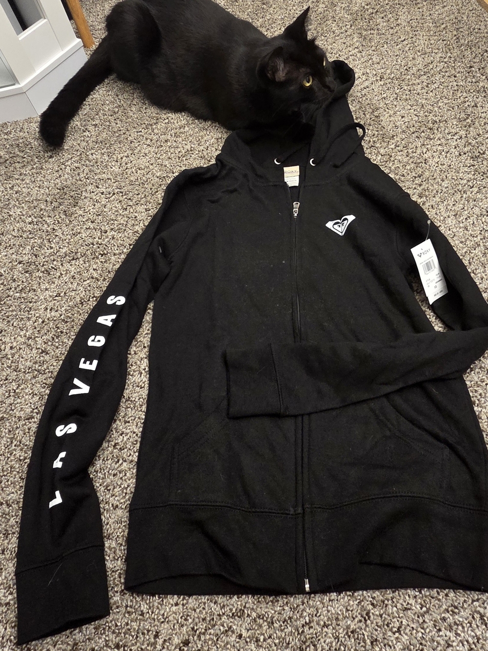 Roxy Women's Black Zip-Up Hoodie - Las Vegas Sleeve